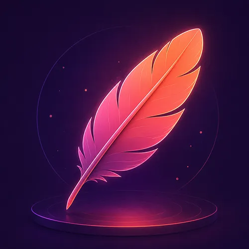 Glowing feather icon representing a lean website foundation